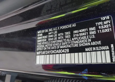 2019 Porsche Cayenne Turbo z USA, uszkodzony, nr VIN WP1AF2AY0KDA80428